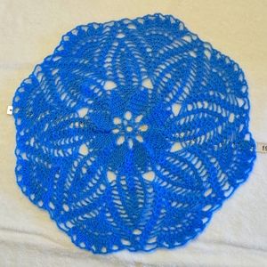 Crochet Hand Made, USA Doilly Art Centerpiece, Blue, acrylic, Star